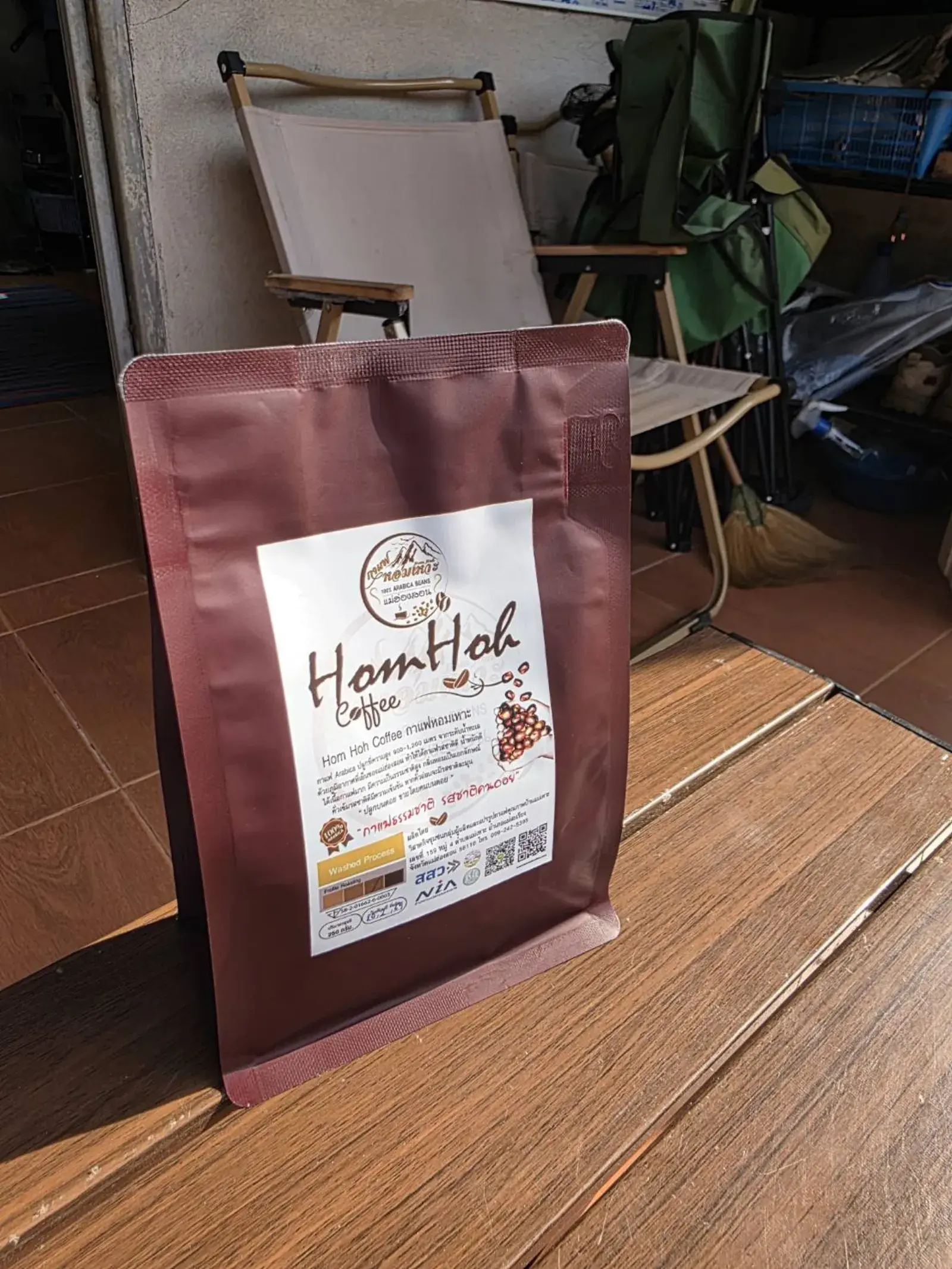 A bag of HomHoh Coffee